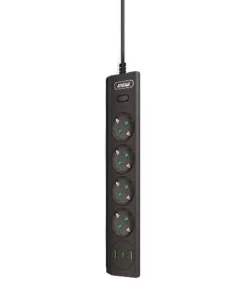 Prelungitor Electric cu 4 prize 2 USB Tip A 1 USB Tip C si intrerupator Q PX400